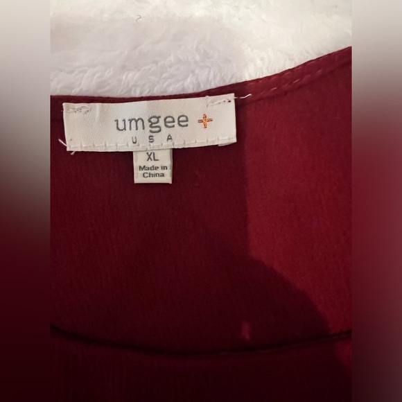 Umgee USA Bell Sleeve Dress Gauze Cotton Christmas Red White A Line Size XL - Picture 10 of 11